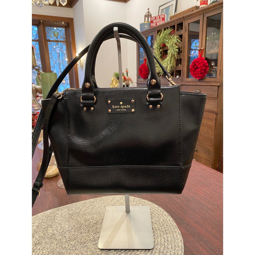 LIKE NEW - Kate Spade New York Black Leather Satchel Handbag Gold Hardware